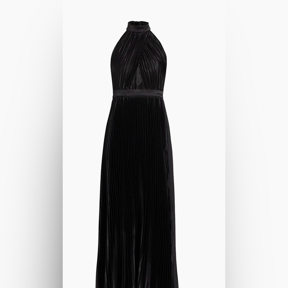 L'Idée Renaissance Pleated Open-Back Gown Women's Black Size 8